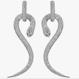 Crystal snake earrings, 925 SS posts